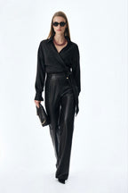Satin Wrap Blouse